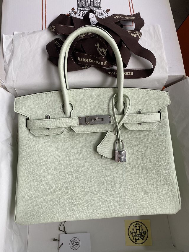 Hermes original epsom leather birkin 25 bag H25-3 vert fizz