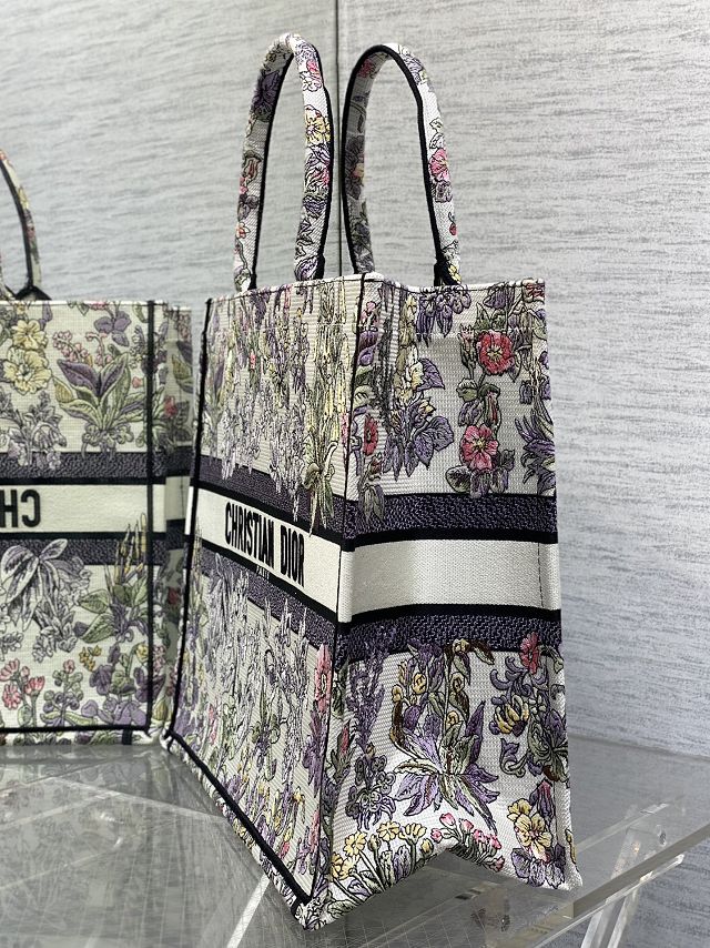 Dior original cotton large book tote bag M1286 white&purple