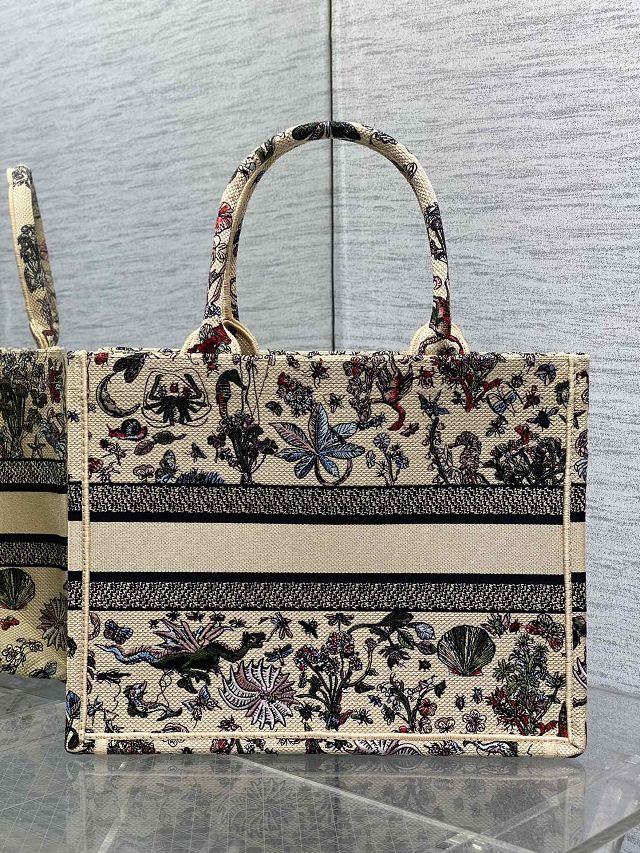 Dior original cotton medium book tote bag M1296 beige