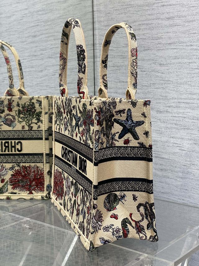Dior original cotton medium book tote bag M1296 beige