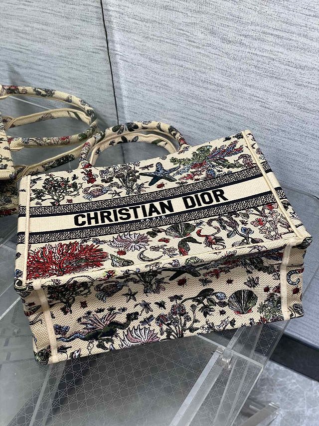 Dior original cotton medium book tote bag M1296 beige