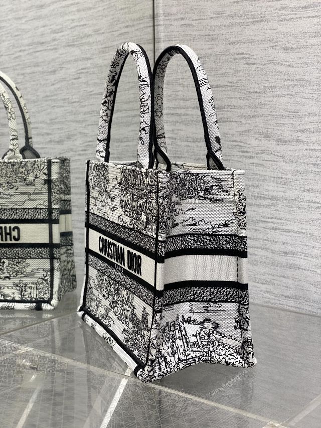 Dior original cotton small book tote bag M1265 black&white