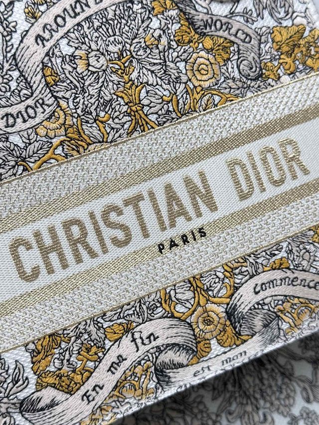 Dior original cotton medium lady bag M0565 white&black