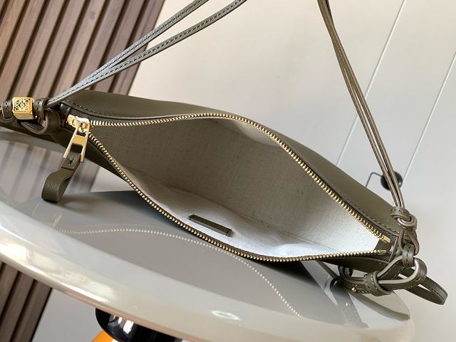 Loewe original calfskin mini hammock hobo bag A538G13 khaki green