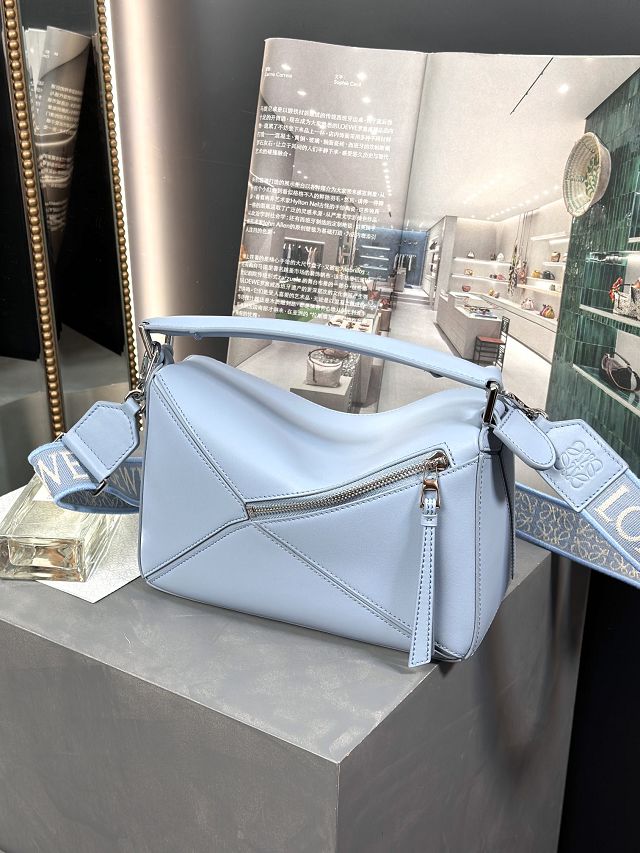 Loewe original calfskin small puzzle bag A510P60 sky blue