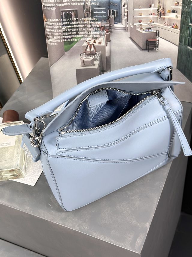 Loewe original calfskin small puzzle bag A510P60 sky blue