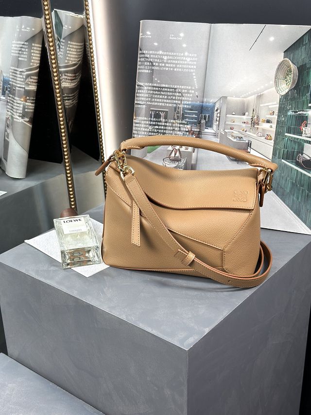 Loewe original grained calfskin small puzzle bag A510P60 caramel