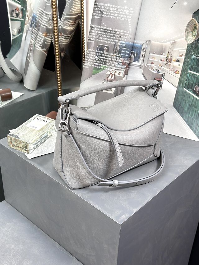 Loewe original grained calfskin small puzzle bag A510P60 grey