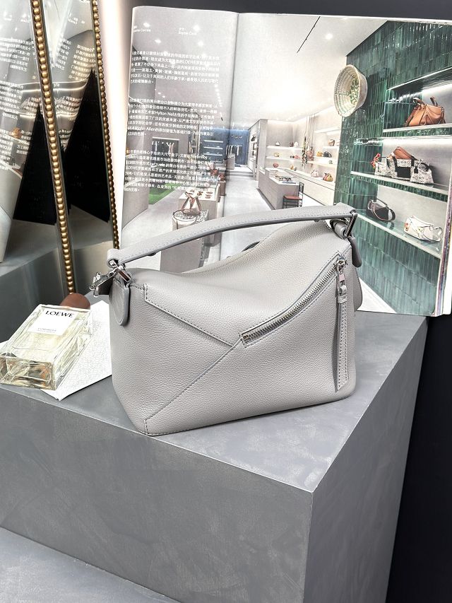 Loewe original grained calfskin small puzzle bag A510P60 grey
