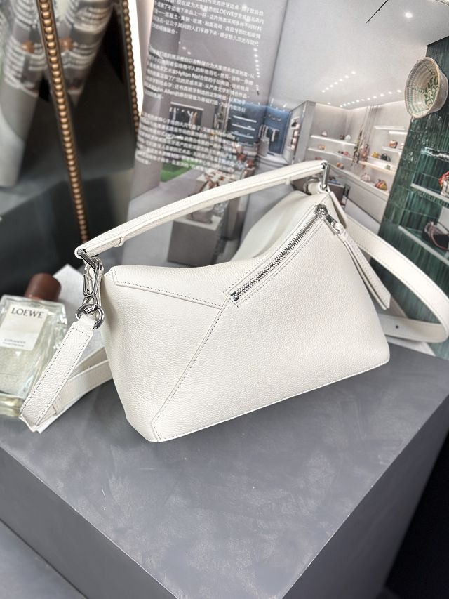 Loewe original grained calfskin small puzzle bag A510P60 white