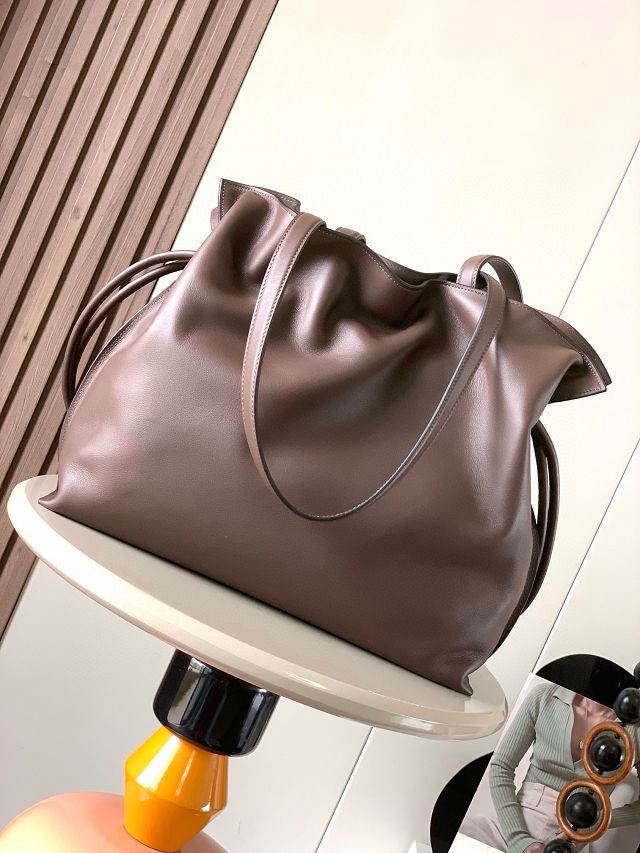 Loewe original calfskin large flamenco clutch A411FL1 dark coffee
