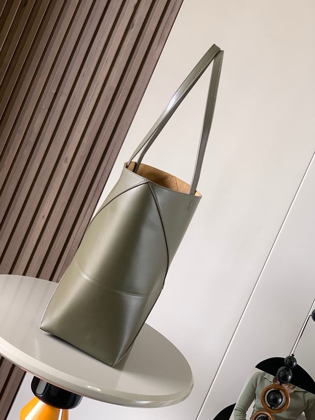 Loewe original calfskin medium puzzle fold tote A657G50 khaki green