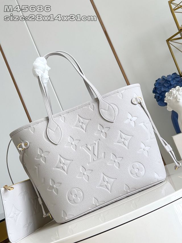 Louis vuitton original calfskin neverfull mm M13758 light grey