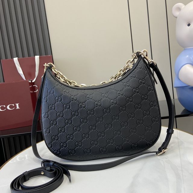 GG original calfskin emblem large shoulder bag 820453 black