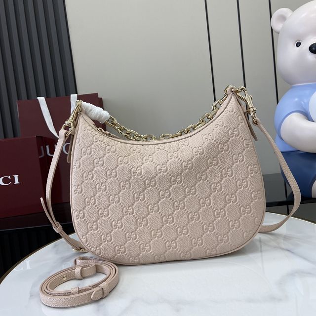 GG original calfskin emblem large shoulder bag 820453 light pink