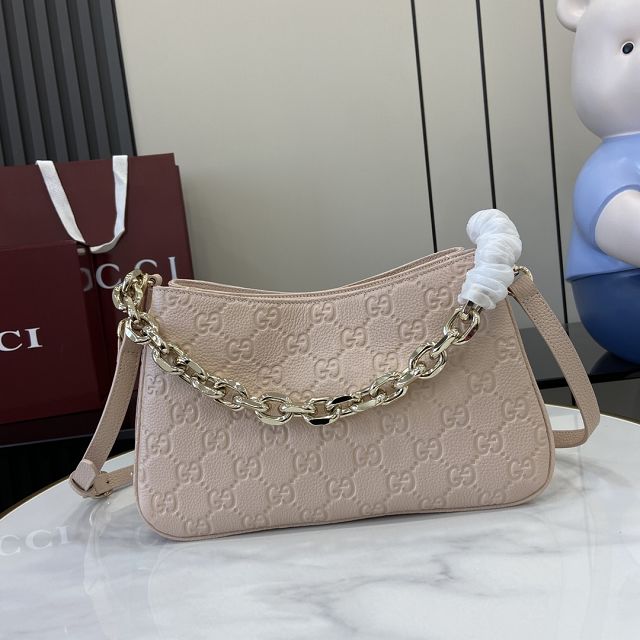 GG original calfskin emblem small shoulder bag 815263 light pink