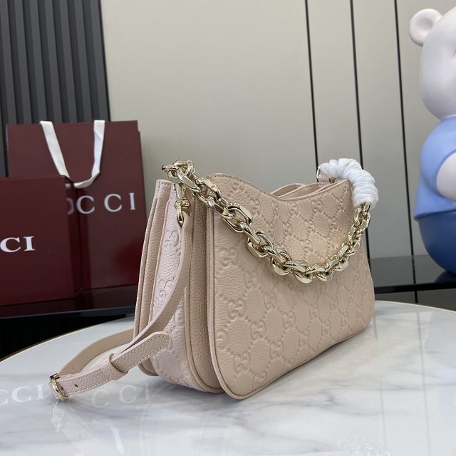 GG original calfskin emblem small shoulder bag 815263 light pink