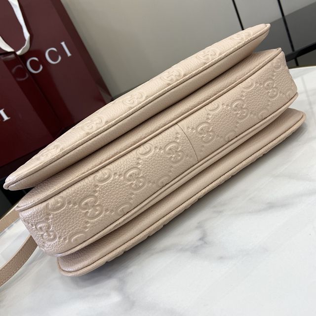 GG original calfskin emblem small shoulder bag 815263 light pink
