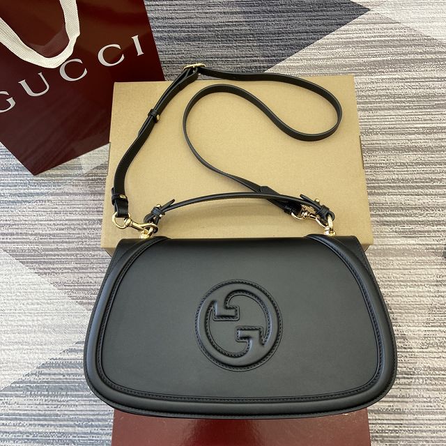 GG original calfskin blondie large top handle bag 815716 black