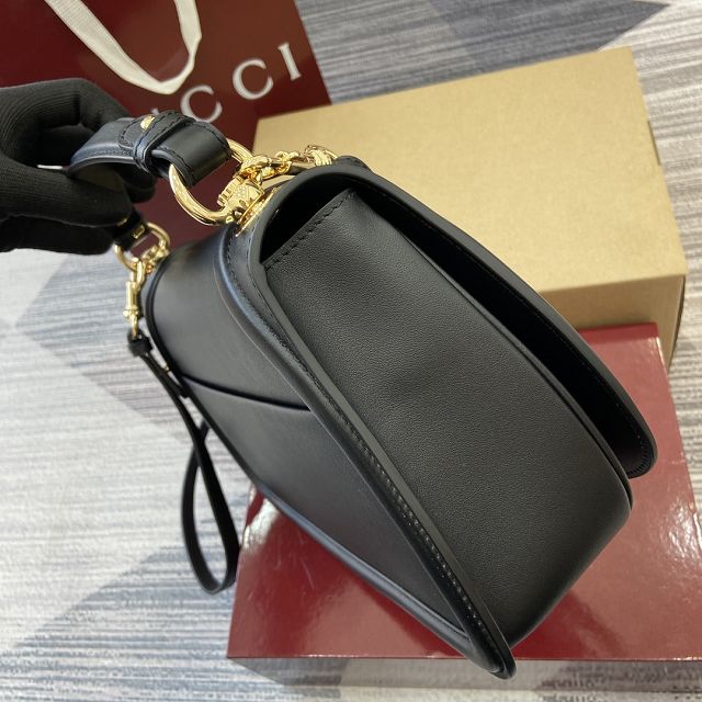 GG original calfskin blondie large top handle bag 815716 black