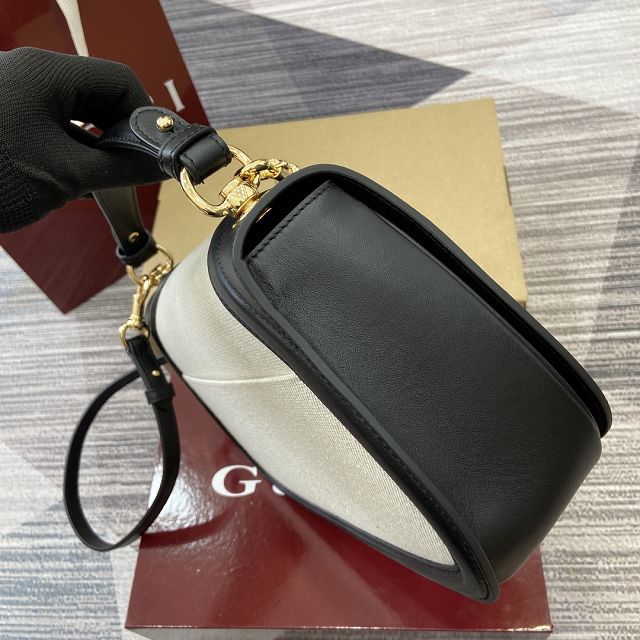 GG original canvas blondie large top handle bag 815716 white&black
