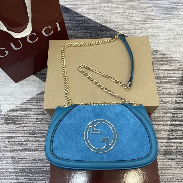 GG original suede calfskin blondie medium shoulder bag 815715 blue
