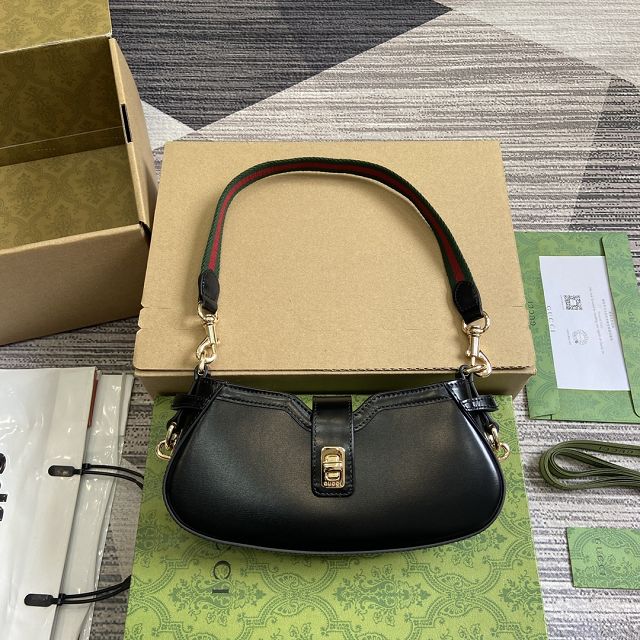 GG original calfskin moon side shoulder bag 786015 black