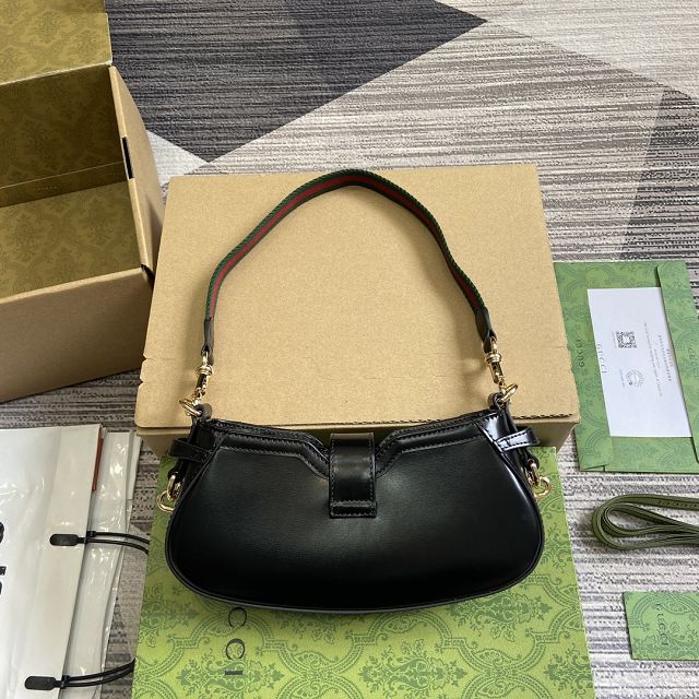 GG original calfskin moon side shoulder bag 786015 black