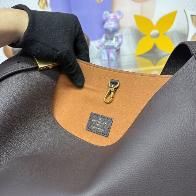 Louis vuitton original calfskin low key hobo bag M12982 chocolate 