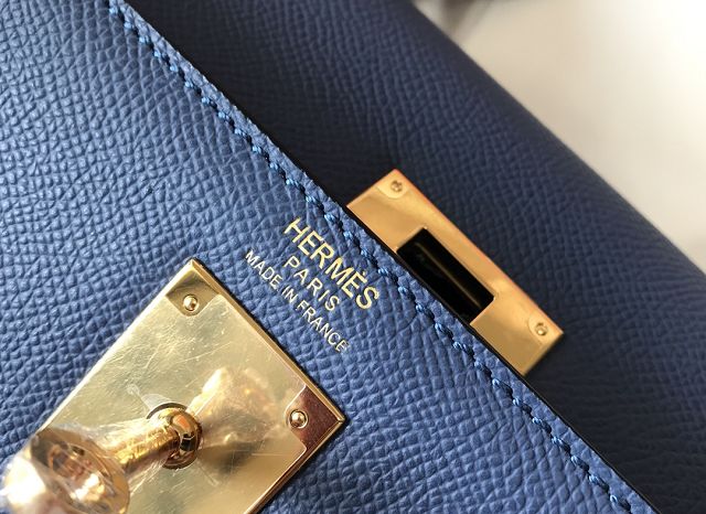 Hermes original epsom leather kelly 28 bag K28-2 blue agate	