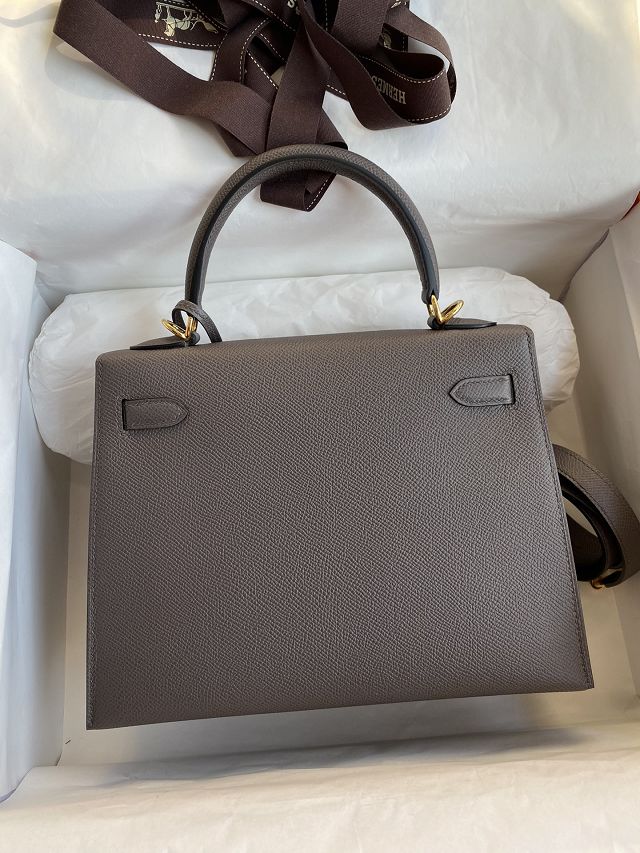 Hermes original epsom leather kelly 25 bag K25-1 grey etain
