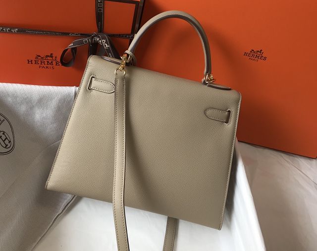 Hermes original epsom leather kelly 32 bag K32-1 grey tourterelle