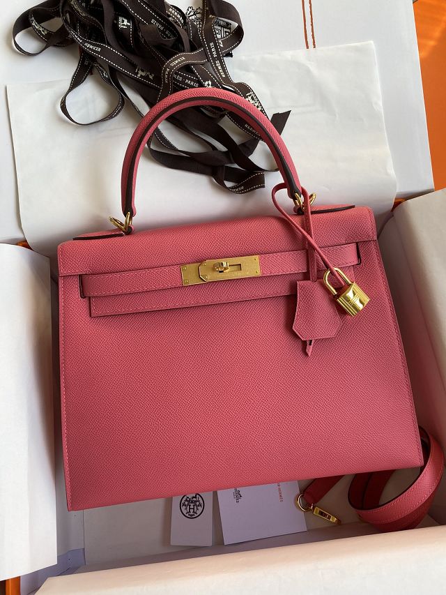 Hermes original epsom leather kelly 28 bag K28-2 rose lipstick