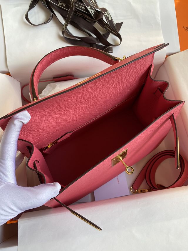 Hermes original epsom leather kelly 28 bag K28-2 rose lipstick