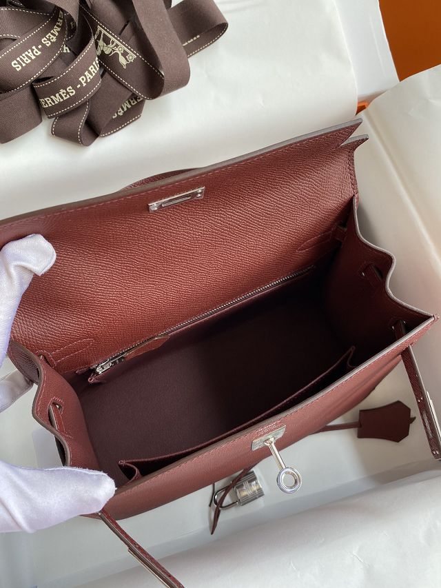 Hermes original epsom leather kelly 25 bag K25-1 rouge H