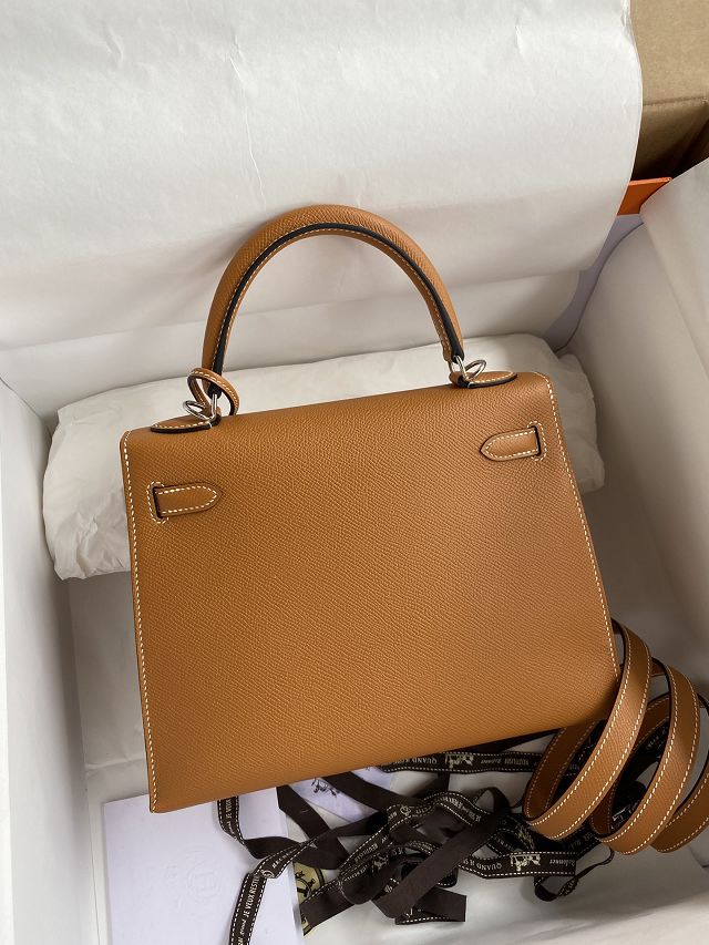 Hermes original epsom leather kelly 25 bag K25-1 toffe