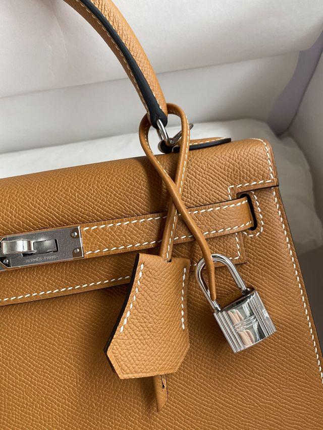 Hermes original epsom leather kelly 25 bag K25-1 toffe
