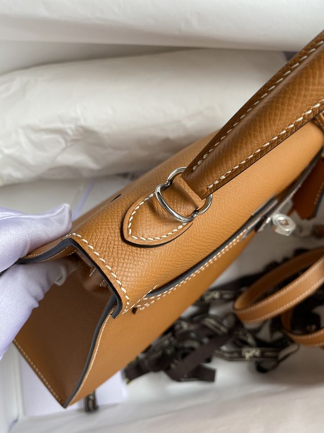 Hermes original epsom leather kelly 25 bag K25-1 toffe