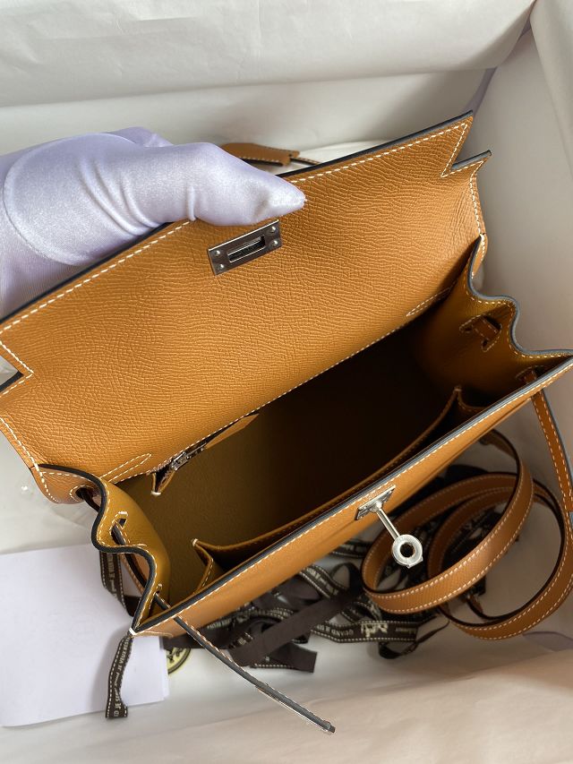 Hermes original epsom leather kelly 25 bag K25-1 toffe