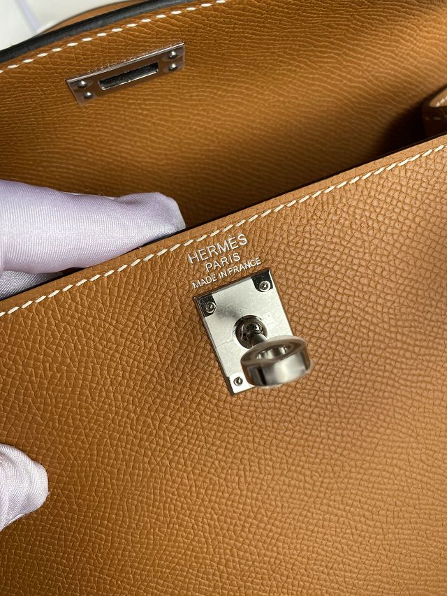 Hermes original epsom leather kelly 25 bag K25-1 toffe