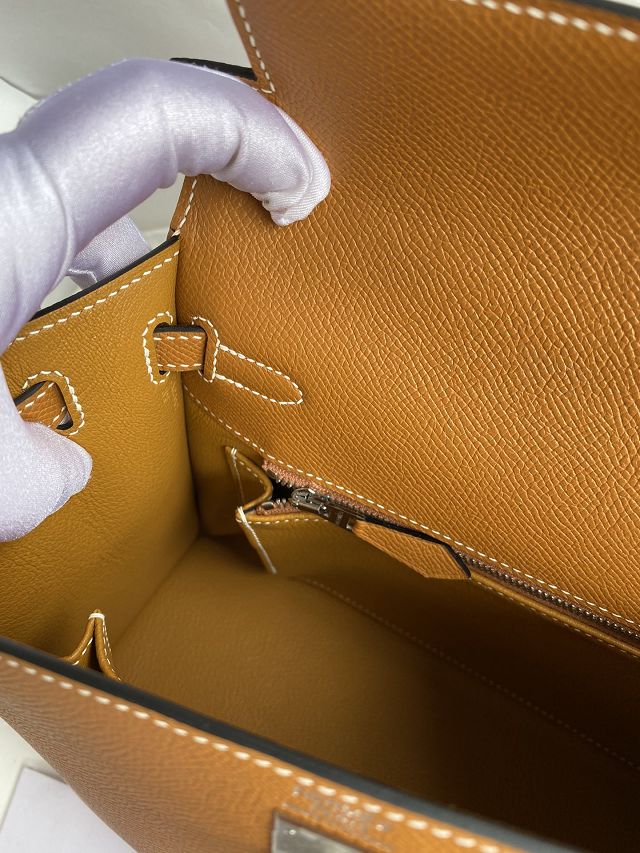 Hermes original epsom leather kelly 25 bag K25-1 toffe