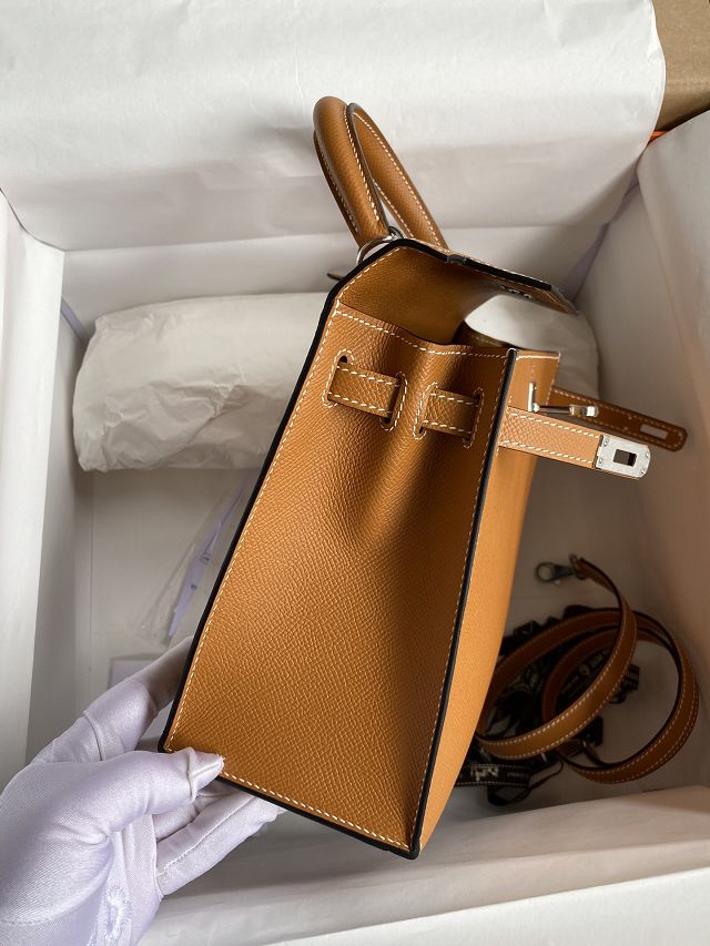Hermes original epsom leather kelly 25 bag K25-1 toffe