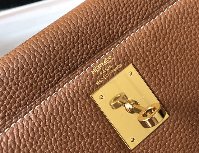 Hermes original togo leather kelly 25 bag K25 gold brown	