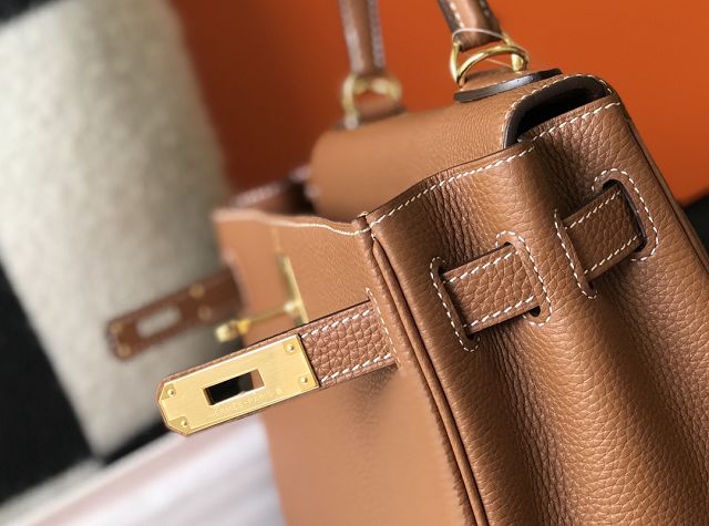 Hermes original togo leather kelly 25 bag K25 gold brown	