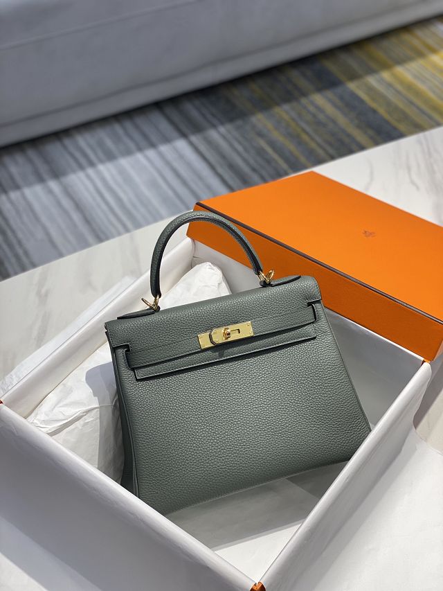 Hermes original togo leather kelly 32 bag K32-1 vert amande