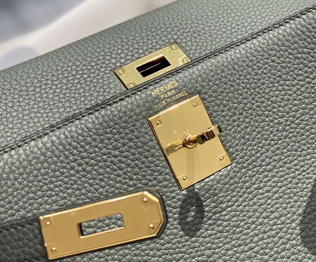 Hermes original togo leather kelly 32 bag K32-1 vert amande