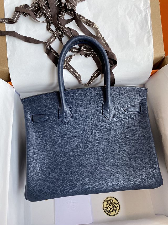Hermes original togo leather birkin 35 bag H35-1 deep blue
