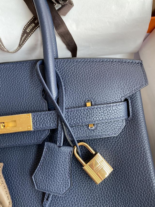 Hermes original togo leather birkin 35 bag H35-1 deep blue