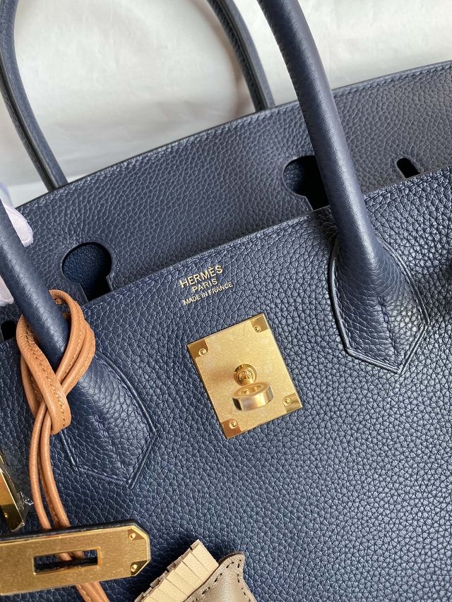 Hermes original togo leather birkin 35 bag H35-1 deep blue
