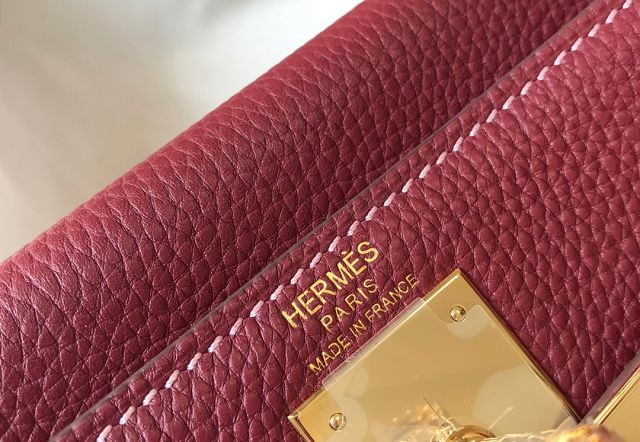 Hermes original togo leather kelly 32 bag K32-1 bordeaux